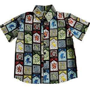 Harry Potter inspired boys button up short sleeve shirt